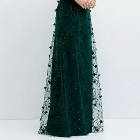 Dessy Collection Evergreen 3D Embroidered Off Shoulder Gown 3135 - Picture 4 of 6